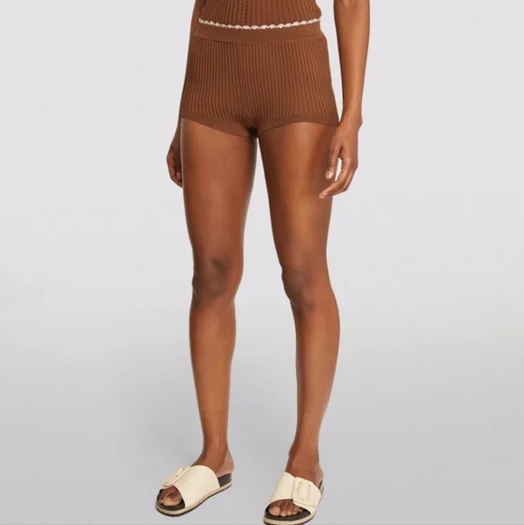 NWT ♡ SANDRO PARIS ♡ Ribbed Knit Lingerie Sleepwear Shorts SIZE 40 (MEDIUM) - Picture 6 of 16